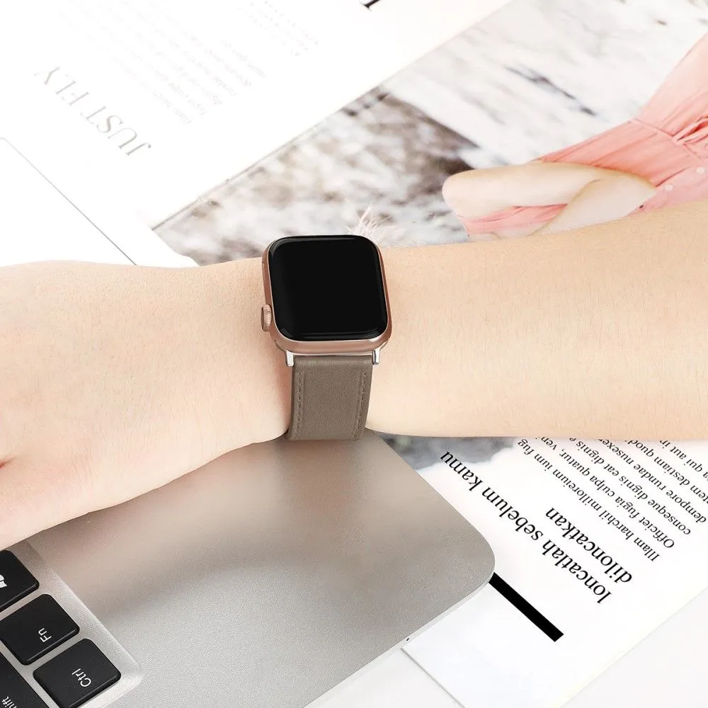 Apple Watch (45mm) top layer genuine leather watch strap - Coffee