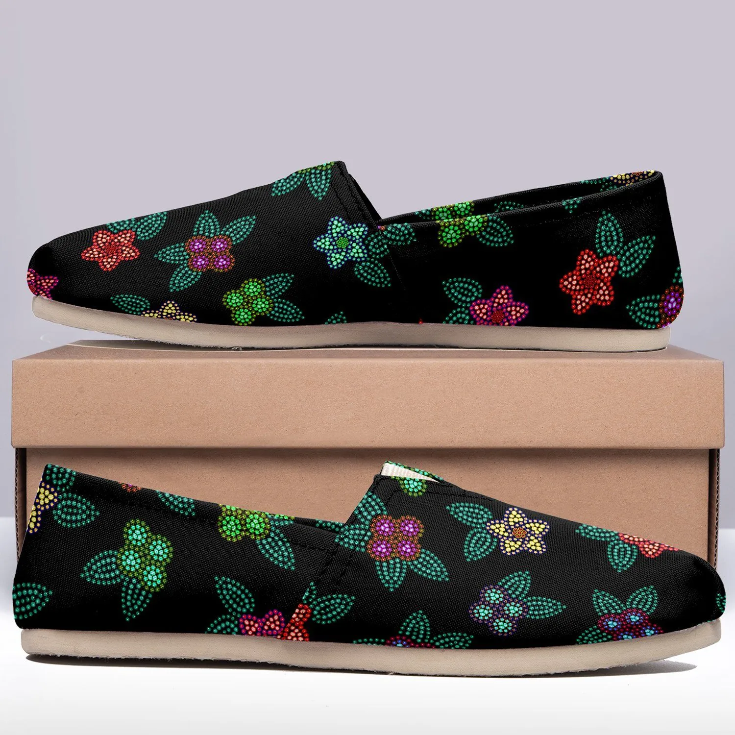 Berry Flowers Black Slip On