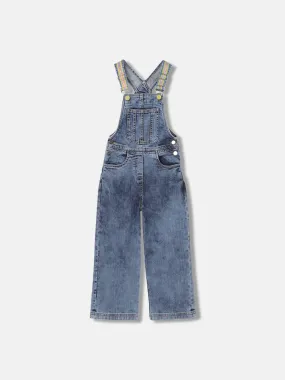 Blue Giraffe Girls Blue Solid Shoulder Straps Sleeveless Jumpsuit