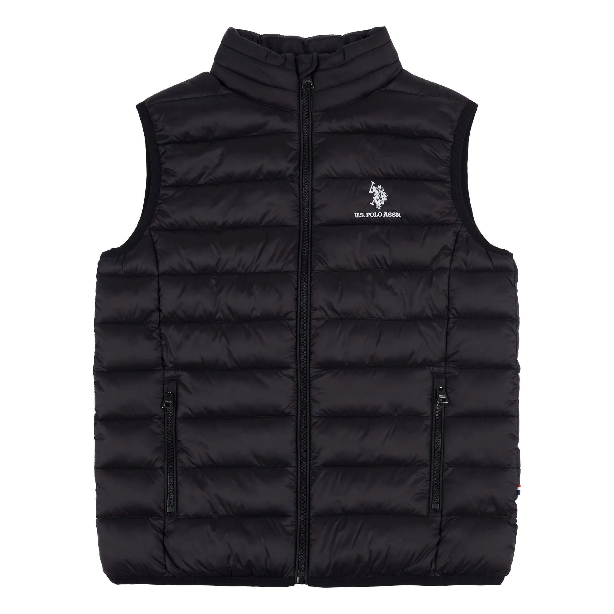 Boys Bound Quilted Gilet in Black Bright White DHM