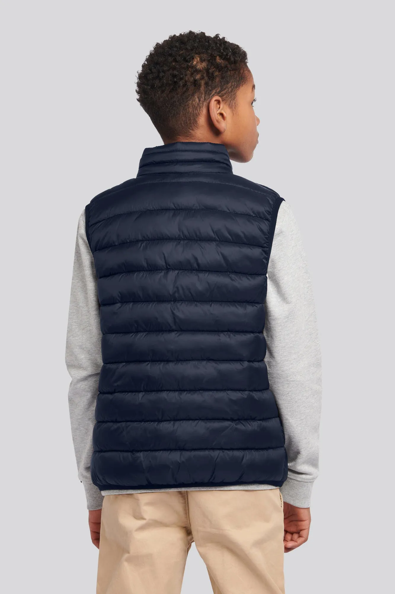 Boys Bound Quilted Gilet in Dark Sapphire Navy / Haute Red DHM