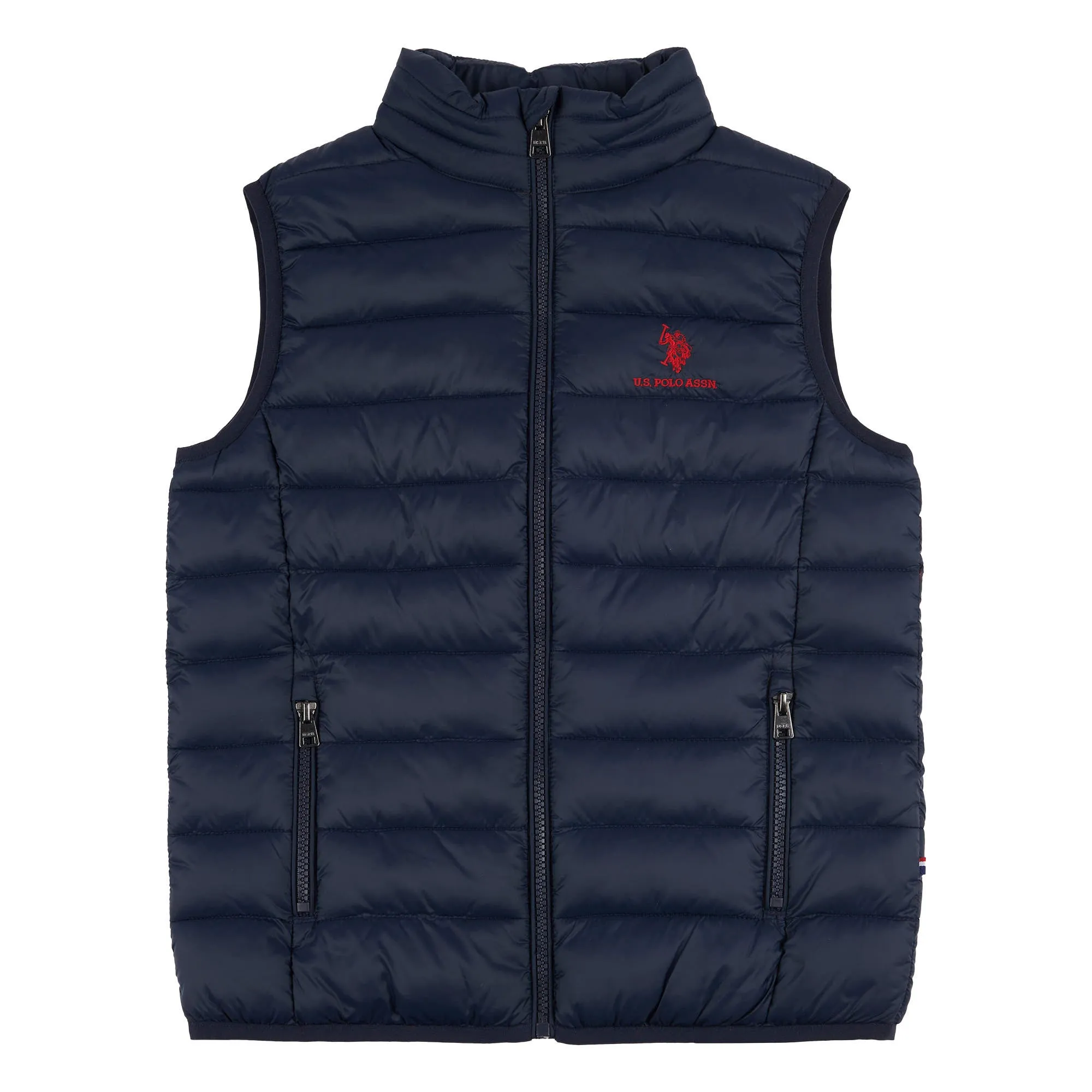 Boys Bound Quilted Gilet in Dark Sapphire Navy / Haute Red DHM