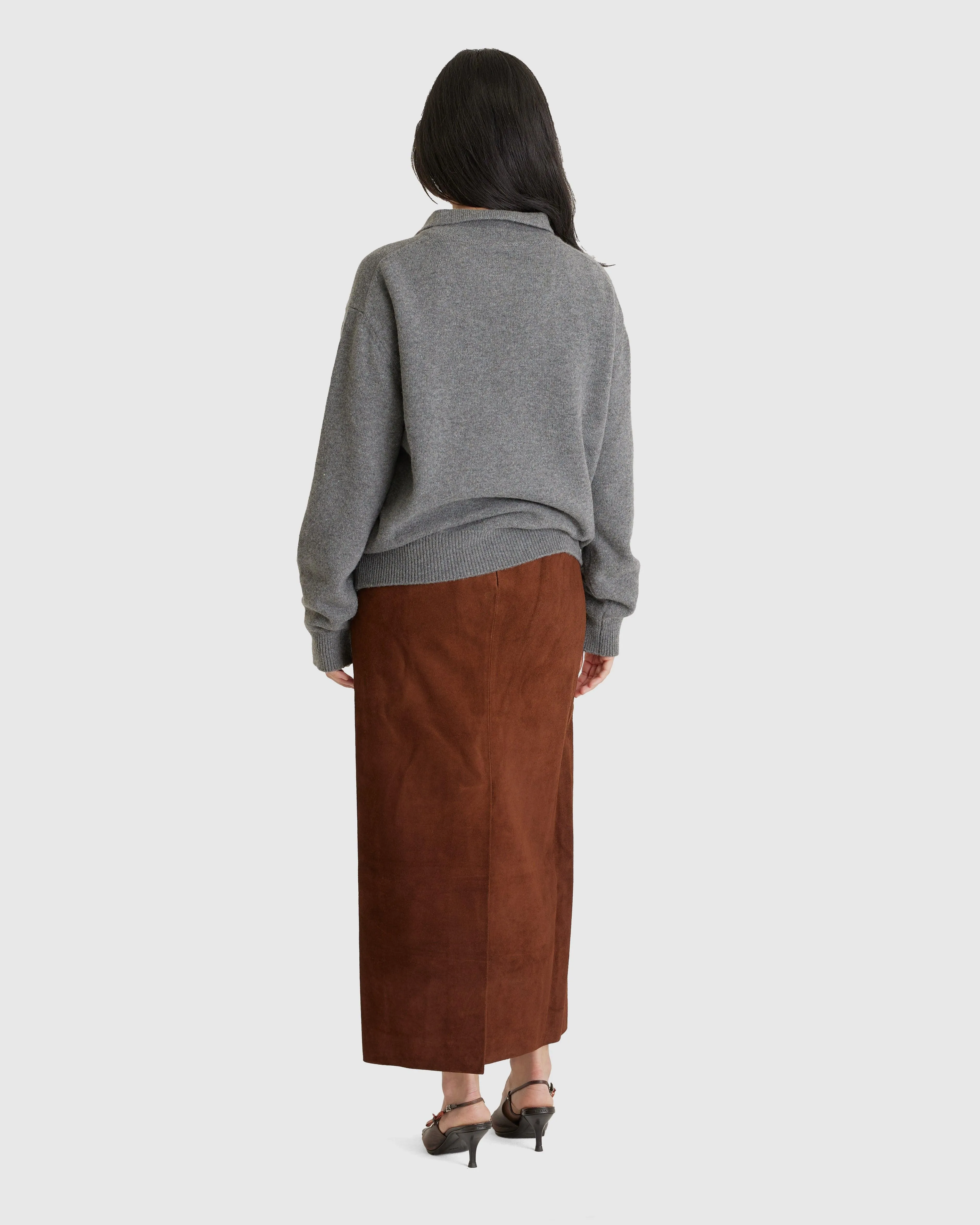 Cashmere Blend Collar Pullover Grey