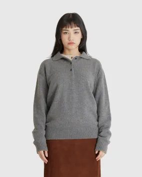 Cashmere Blend Collar Pullover Grey