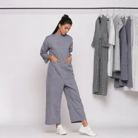 Charcoal Grey Handspun Cotton High Neck Jumpsuit