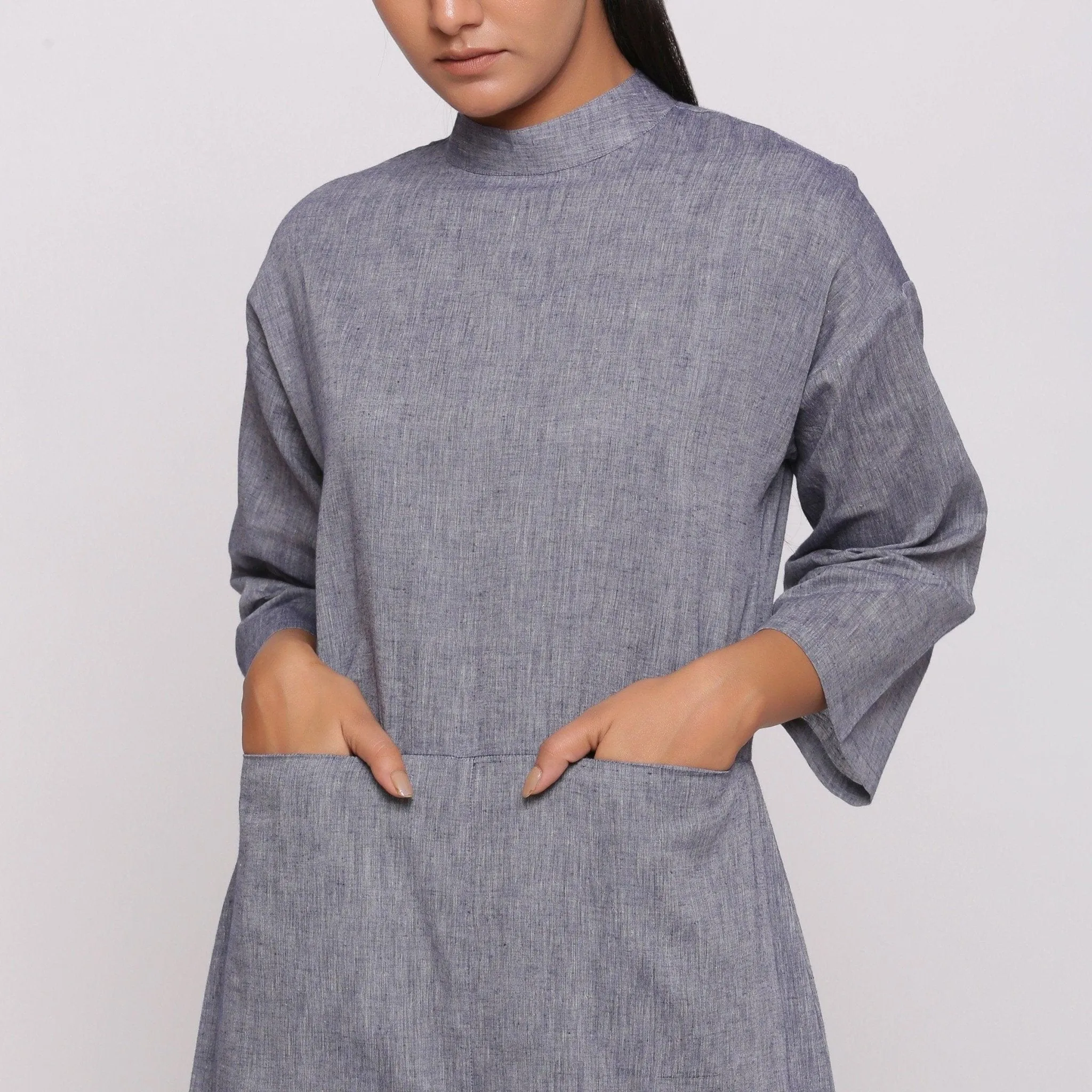 Charcoal Grey Handspun Cotton High Neck Jumpsuit