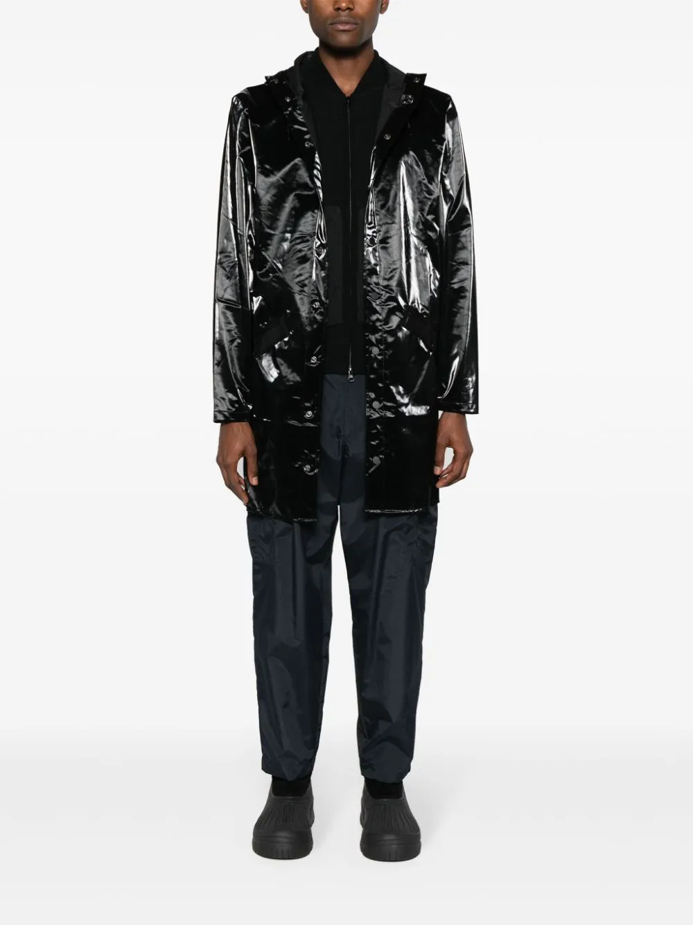 coated hooded parka coat
