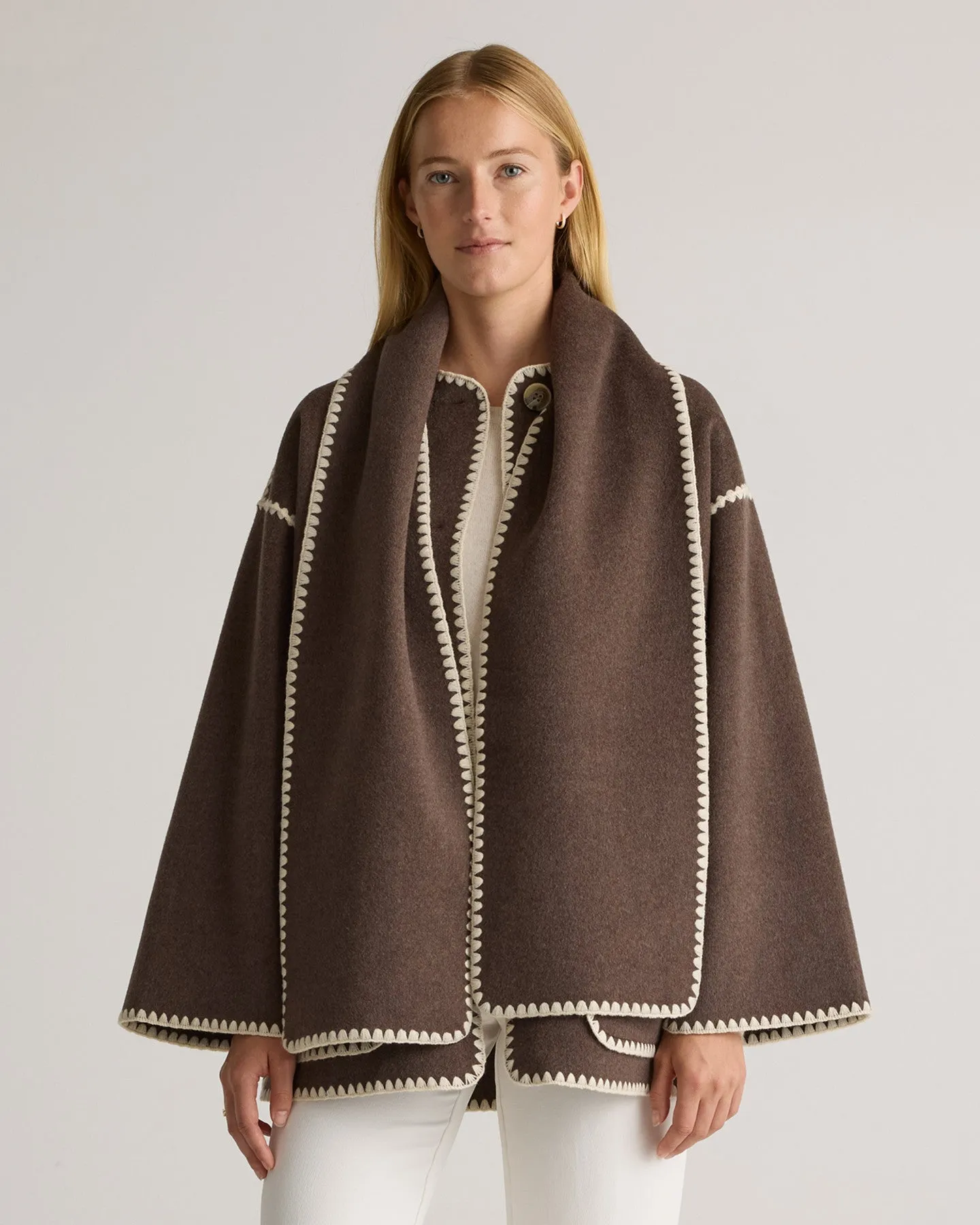 Double-Faced Merino Wool Scarf Coat