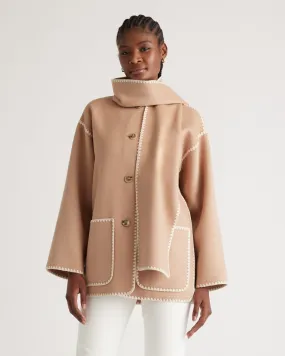 Double-Faced Merino Wool Scarf Coat