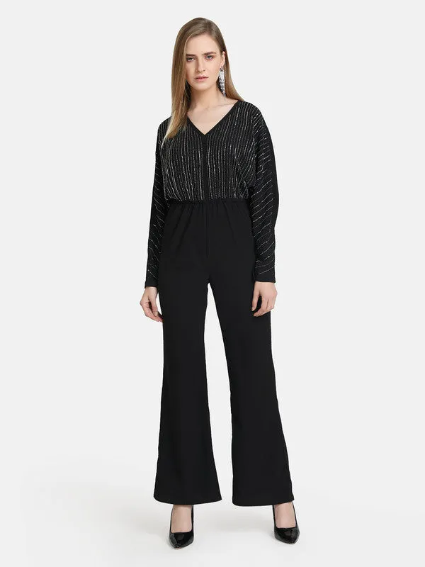 Embellished Jumpsuit With  Batwing Sleeve
