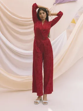 Greta Jumpsuit, Merlot Red