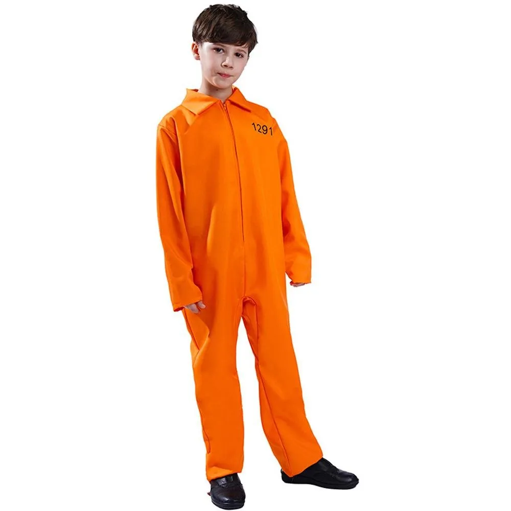Halloween Boy's Costumes Prisoner Stage Performance Jumpsuit Cosplay Costume