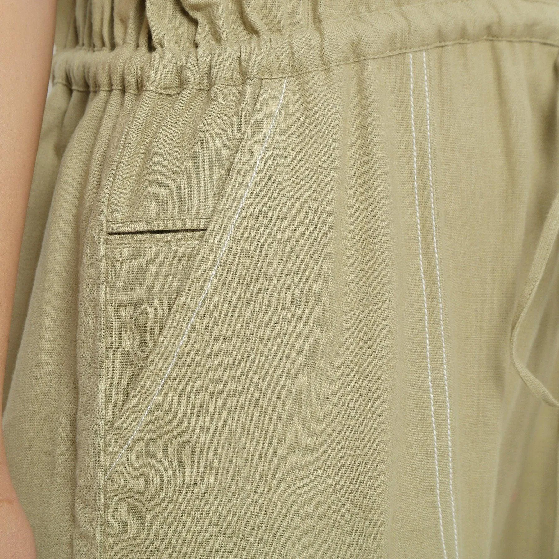 Khakhi Green 100% Cotton Button-Down Jumpsuit