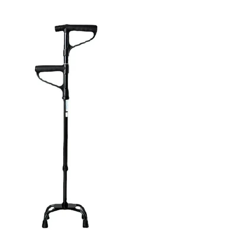Lightweight Elderly Crutch, Adjustable Telescopic Height Four-Legged Anti-Slip Cane,LED Lighting Assistance,Enhanced Walking Aid