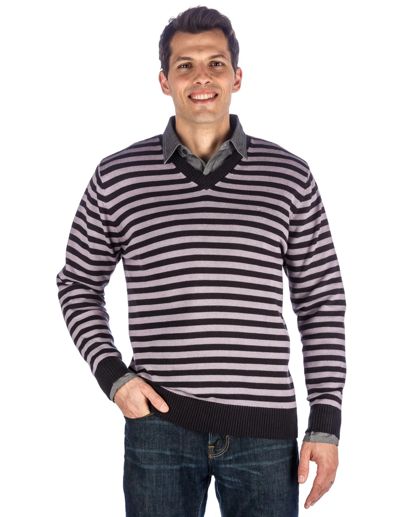 Men's 100% Cotton V-Neck Essential Sweater