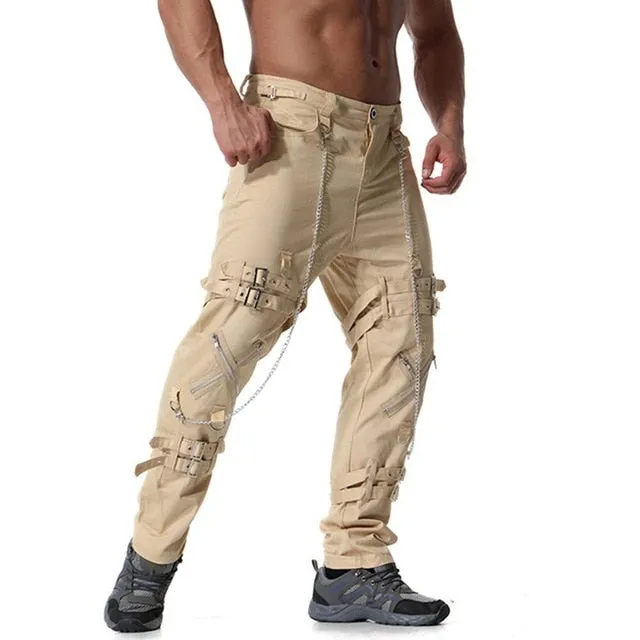 New Arrivals Men fashion hip hop joggers punk rock cargo pants zippers streetwear men vinatge trousers