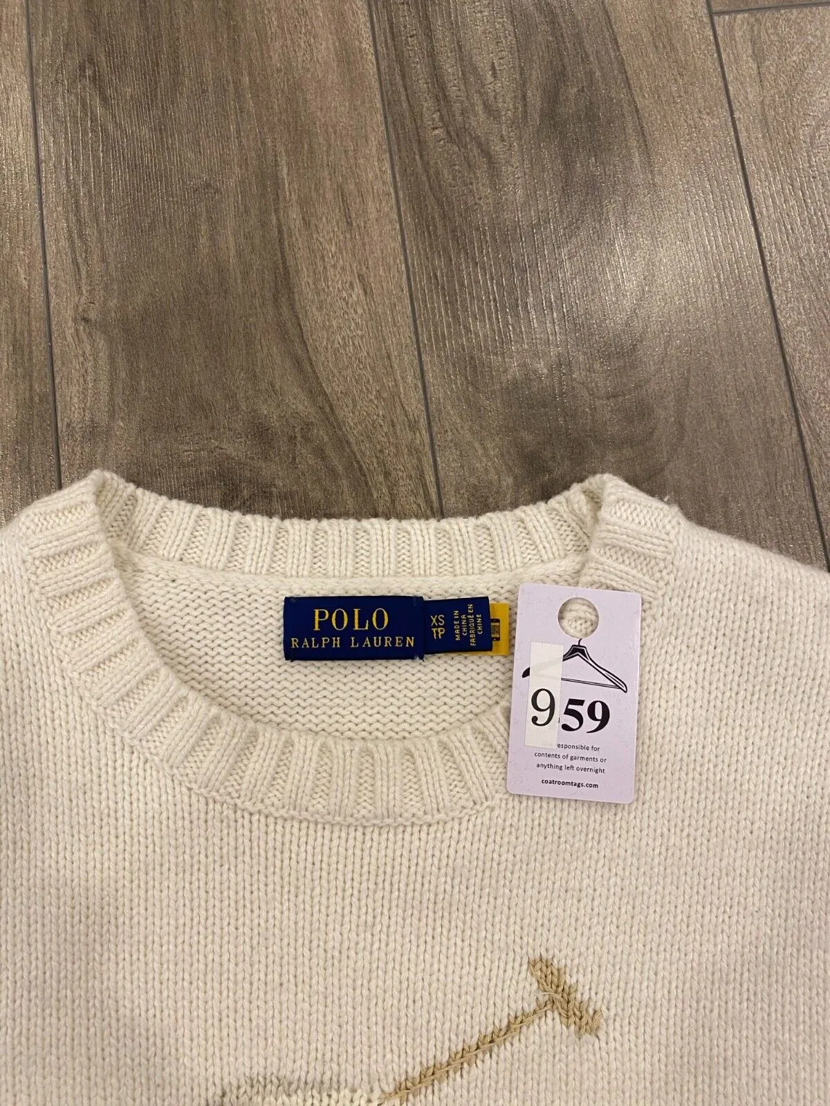 Polo Ralph Lauren Polo Bear Sweater Mens XS White Knit Big Pony