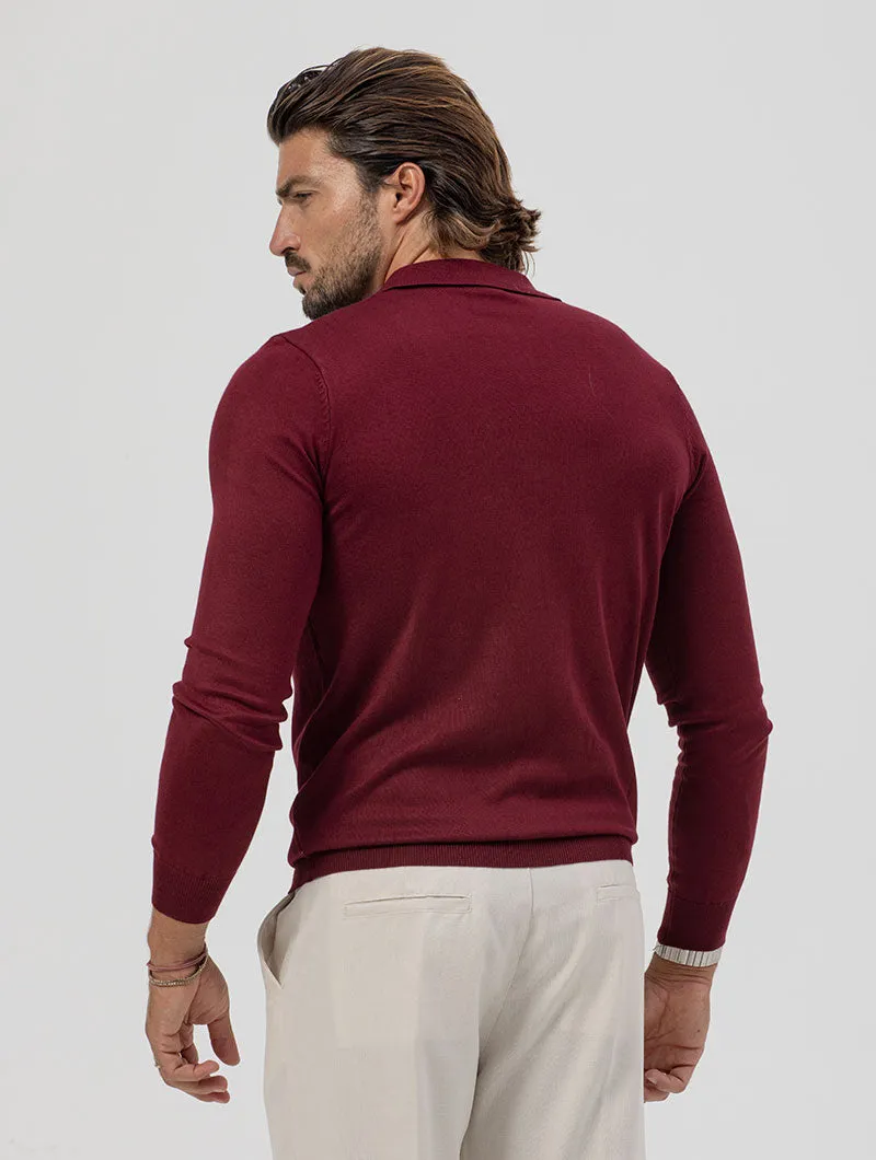POLO SWEATER IN BORDEAUX