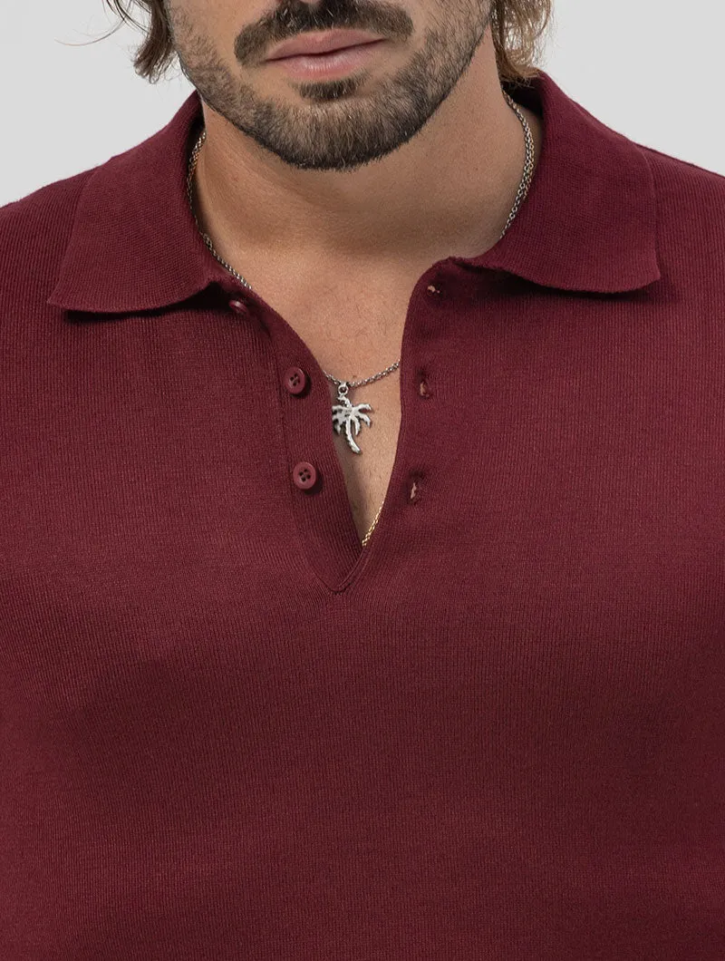 POLO SWEATER IN BORDEAUX