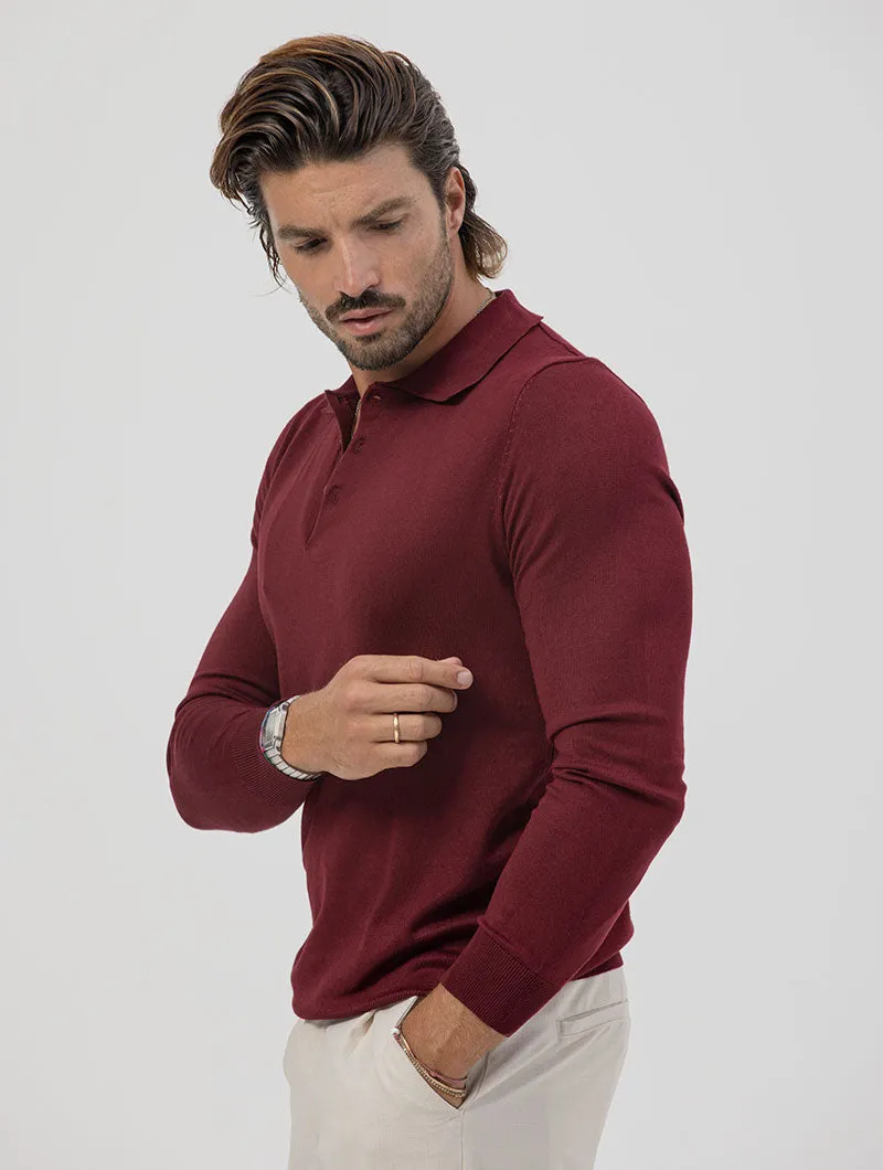 POLO SWEATER IN BORDEAUX