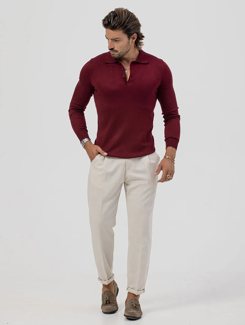 POLO SWEATER IN BORDEAUX