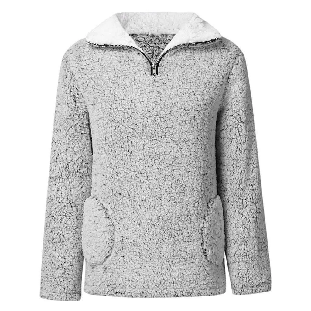 Quarter Sherpa Fleece Polo Teddy Bear Better Sweater Pullover