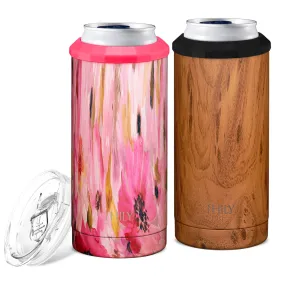 Skinny Can Cooler for Slim Beer & Hard Seltzer - 2 Pack(Wood   Watercolor Flower)