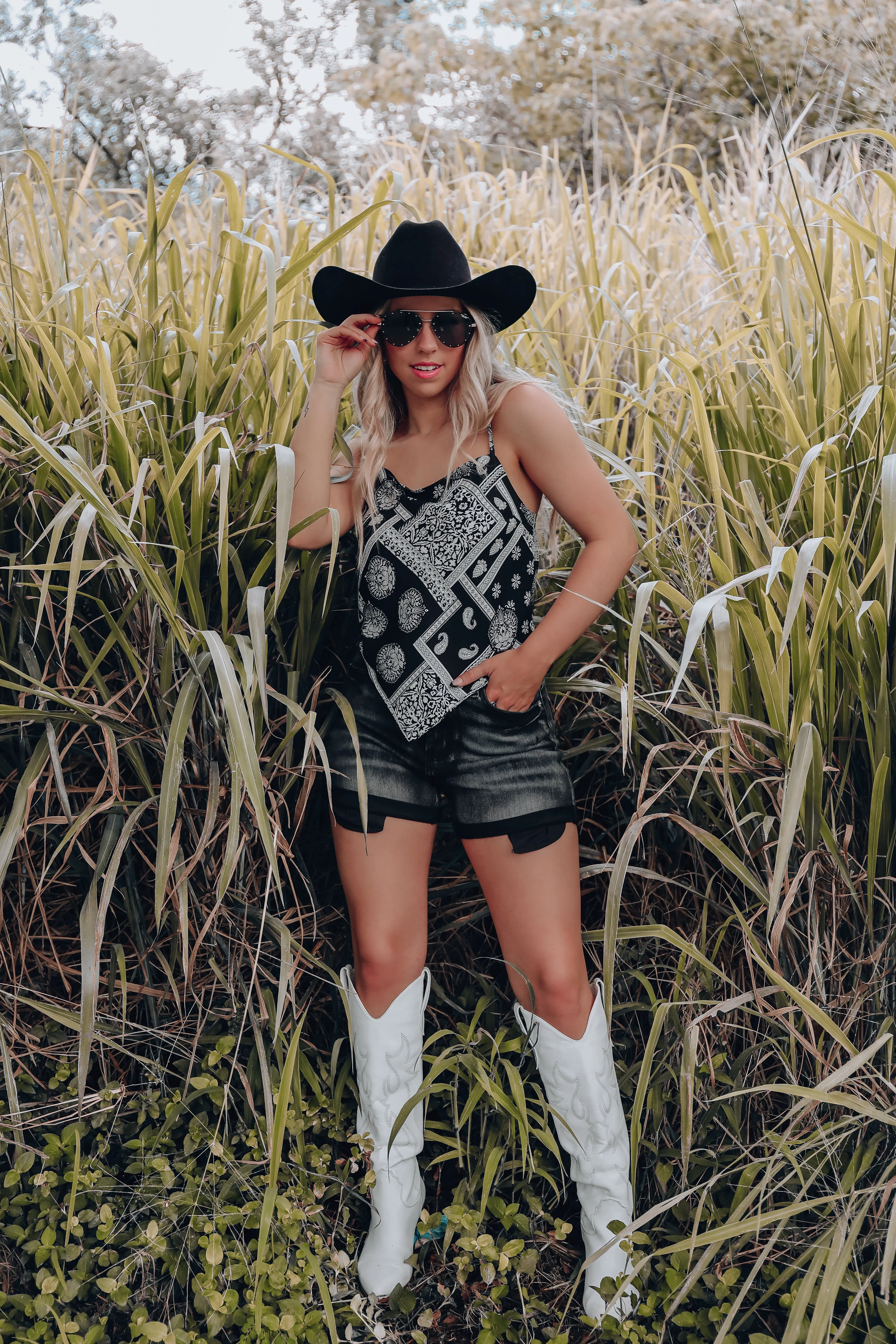 South Side Handkerchief Cami - Black