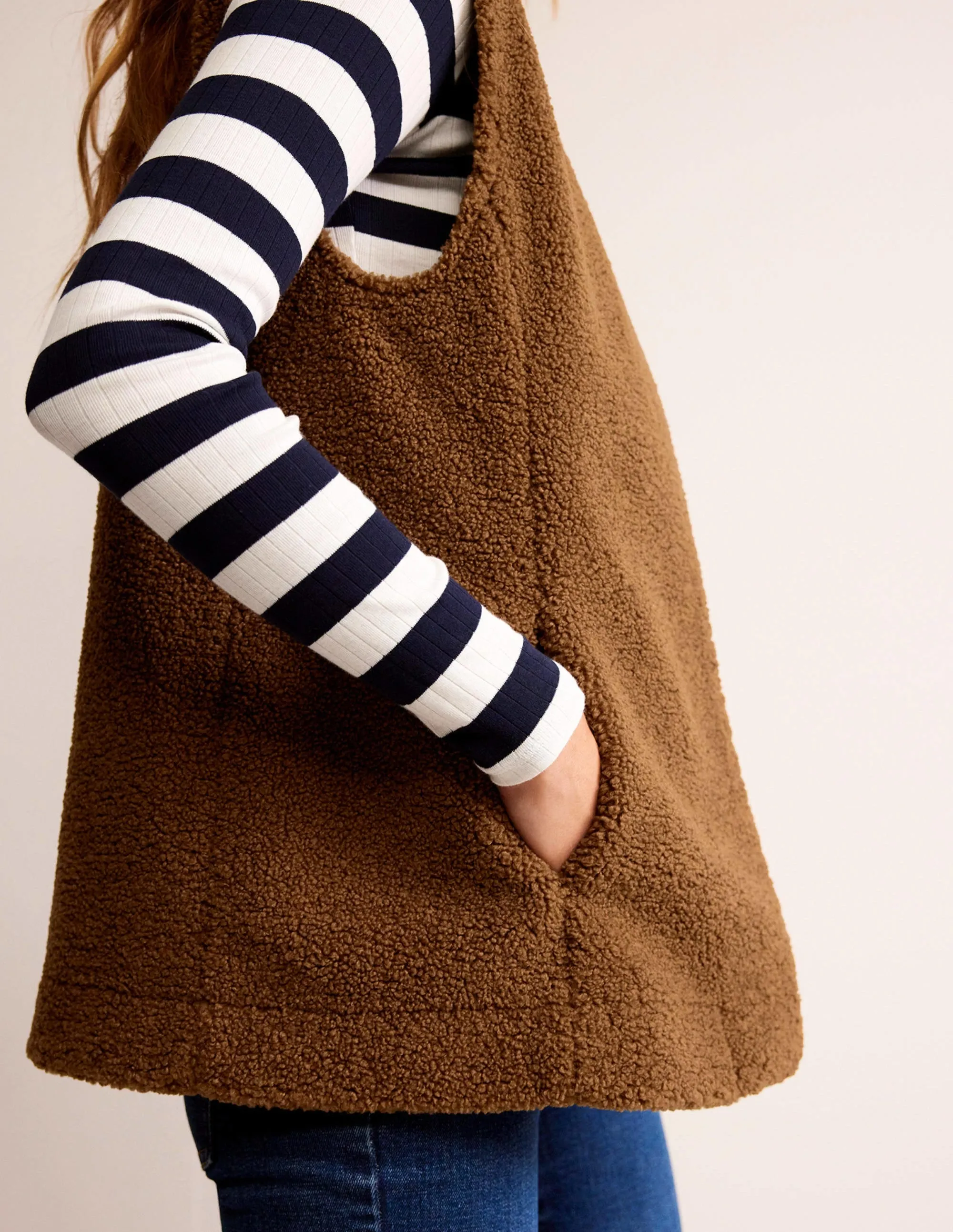 Teddy Gilet-Raw Umber